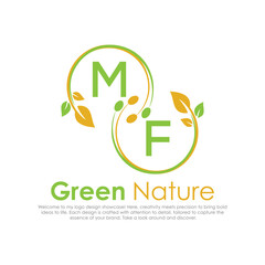 initial monogram logo for Green nature With circle shape creative design.

