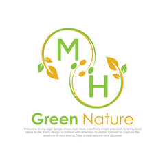 initial monogram logo for Green nature With circle shape creative design.

