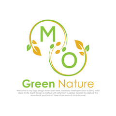 initial monogram logo for Green nature With circle shape creative design.

