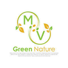 initial monogram logo for Green nature With circle shape creative design.

