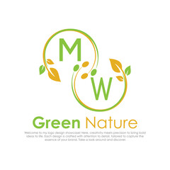 initial monogram logo for Green nature With circle shape creative design.

