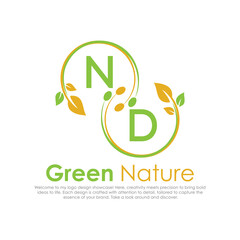 initial monogram logo for Green nature With circle shape creative design.

