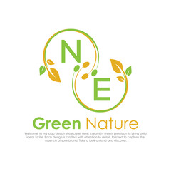 initial monogram logo for Green nature With circle shape creative design.

