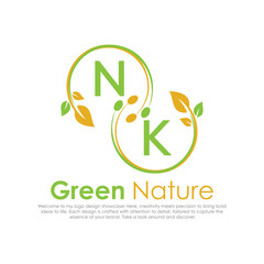 initial monogram logo for Green nature With circle shape creative design.

