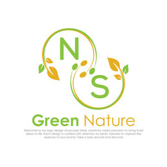 initial monogram logo for Green nature With circle shape creative design.

