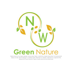 initial monogram logo for Green nature With circle shape creative design.

