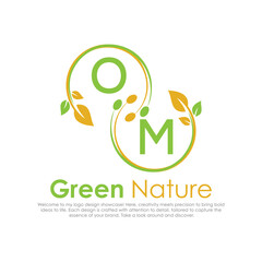 initial monogram logo for Green nature With circle shape creative design.

