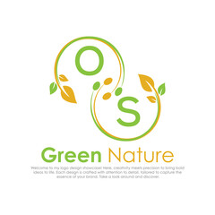 initial monogram logo for Green nature With circle shape creative design.

