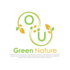 initial monogram logo for Green nature With circle shape creative design.


