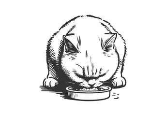 British Shorthair Cat Hand Drawn Illustration Sketch Vector Isolated for Graphic Resource