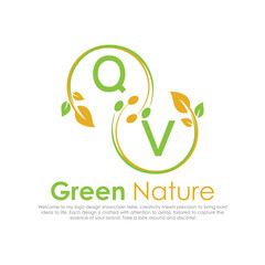 Obraz premium initial monogram logo for Green nature With circle shape creative design.