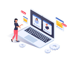 Virtual communication interface concept. Vector illustration