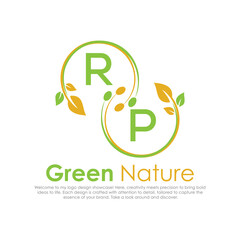 initial monogram logo for Green nature With circle shape creative design.

