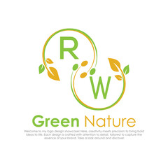 initial monogram logo for Green nature With circle shape creative design.

