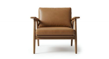 Modern leather armchair on white background