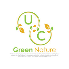 initial monogram logo for Green nature With circle shape creative design.

