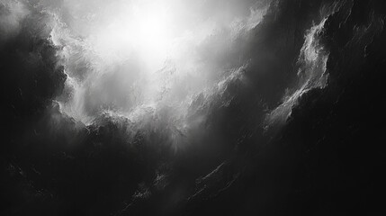Obraz premium Skyward gaze on a cloudscape with a brilliant light source, high contrast, monochrome background