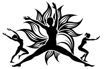 Minimalist line art yoga illustration featuring graceful poses and meditative figures. Perfect for wellness branding, yoga studio logos, meditation guides, health and fitness content, spiritual artwor