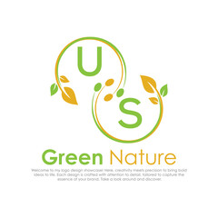 Obraz premium initial monogram logo for Green nature With circle shape creative design.