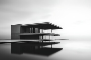 Dream house concept visualized as a minimalist 3D model, blending modern design with innovative architectural elements.