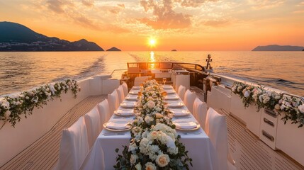 Romantic Sunset Wedding Aboard a Glamorous Luxury Yacht