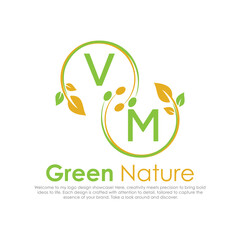 initial monogram logo for Green nature With circle shape creative design.