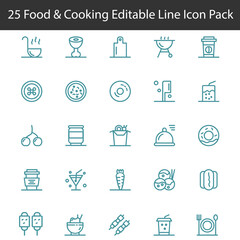 Food 25 Line icon pack including fruit restaurant food 