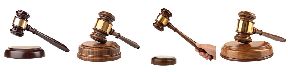Gavel Hammer on Wooden Stand for Law Court Justice Decision Isolated Transparent Background PNG