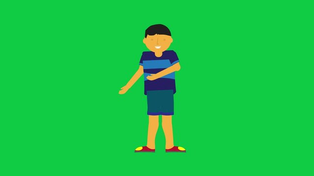 Talking character with hand gesture animation. Character animation in green screen background.