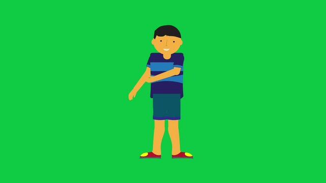 Talking character with hand gestures animated. Character animation in green screen background.