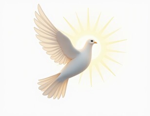 Obraz premium White Dove Flying Towards the Light - Symbol of Peace, Hope, and Spirituality