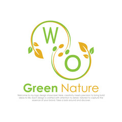 initial monogram logo for Green nature With circle shape creative design.