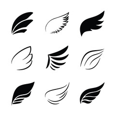 Obraz premium Bird Flight and Angel Wing Icon Set