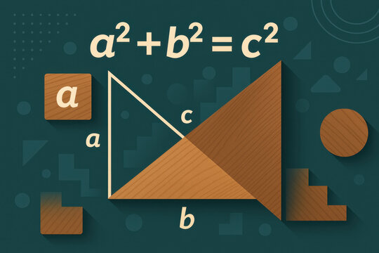 Pythagorean theorem illustrated with geometric and natural design elements
