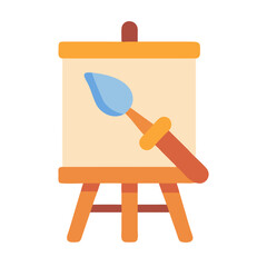 Canvas with Brush Representing Artistic Painting Icon Design