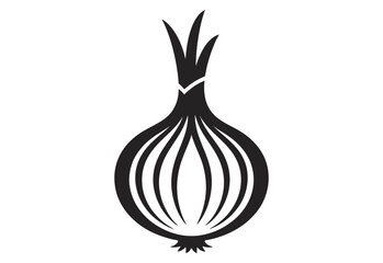 Minimalist Onion Icon Black and White Vegetable Logo Design