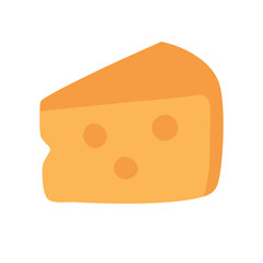 Cartoon vector illustration of a yellow cheese slice. Simple flat doodle for food designs.