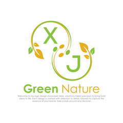 initial monogram logo for Green nature With circle shape creative design.