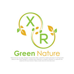 initial monogram logo for Green nature With circle shape creative design.