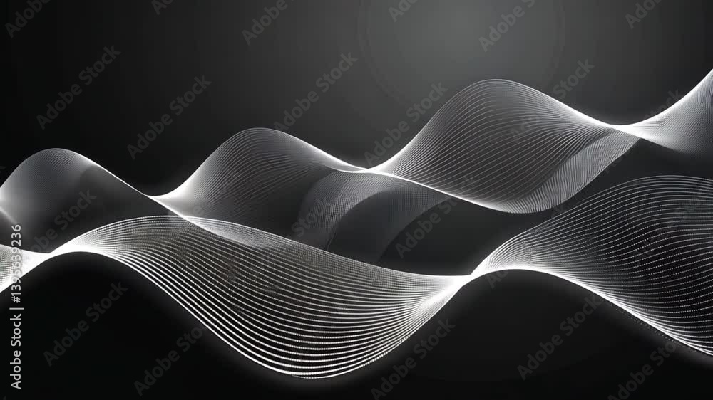 Poster abstract wave patterns monochrome fluidity and dynamic movement with smooth lines and curves