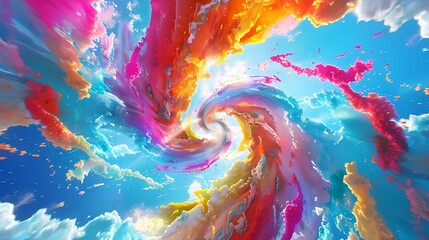 A colorful elements floating like swirl, creating an abstract and dynamic visual effect, Generative AI illustrations.