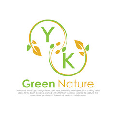 initial monogram logo for Green nature With circle shape creative design.