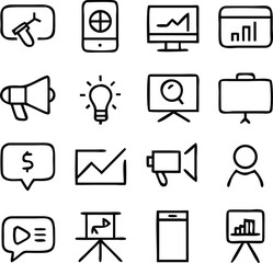 Presentation Icons Vector Art | Slides, Charts & Business Meeting Line Icon Pack