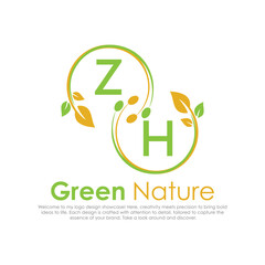 initial monogram logo for Green nature With circle shape creative design.