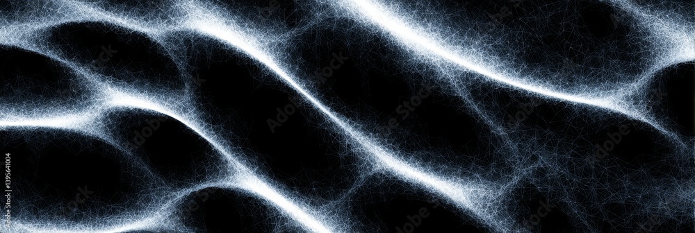 Poster abstract flowing energy - glowing white energy flows and undulates across a dark background, creatin