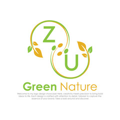 Fototapeta premium initial monogram logo for Green nature With circle shape creative design.