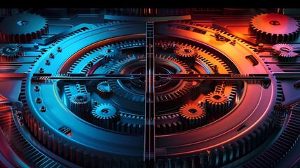 A detailed 3D illustration of a four-quadrant analysis chart in a mechanical style, Generative AI illustrations.