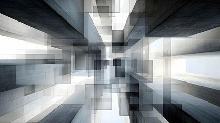 Fototapeta premium Abstract Geometric Concrete Interior Perspective View