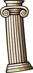 Cartoon funny Classical Ionic Column with Spiral Capital