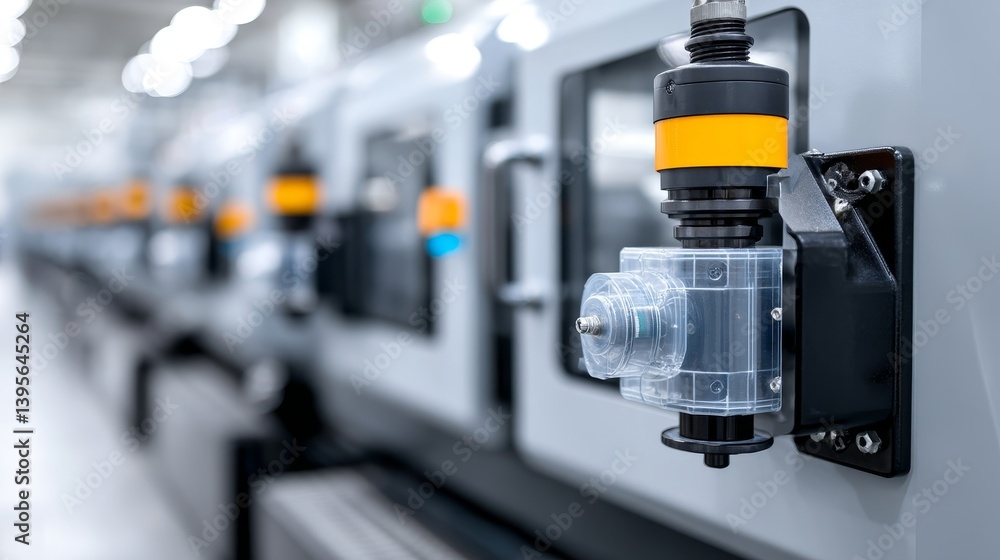 Poster advanced manufacturing technology - close-up view of automated machinery in a modern factory setting